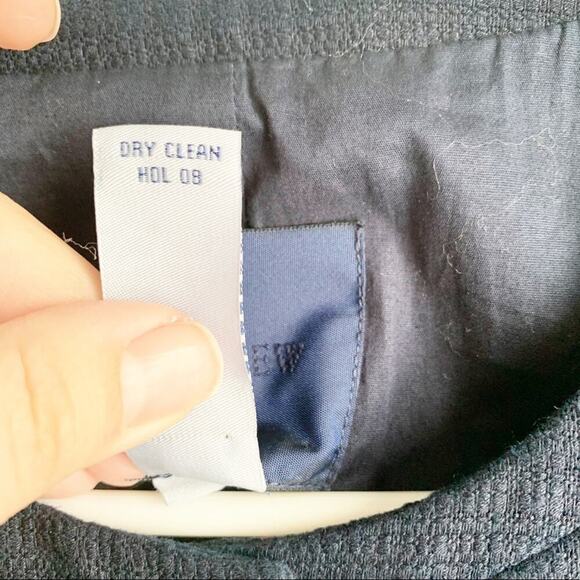 J. Crew Cropped Cotton Hemp Blend Jacket 3/4 Sleeve Navy Buttons Structured 0 - Picture 4 of 5